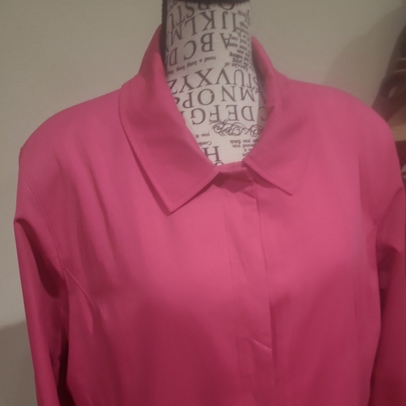 Jones New York Women SZ Lg VERY Pink lined Trench Coat Career Preppy color pop - Picture 3 of 11